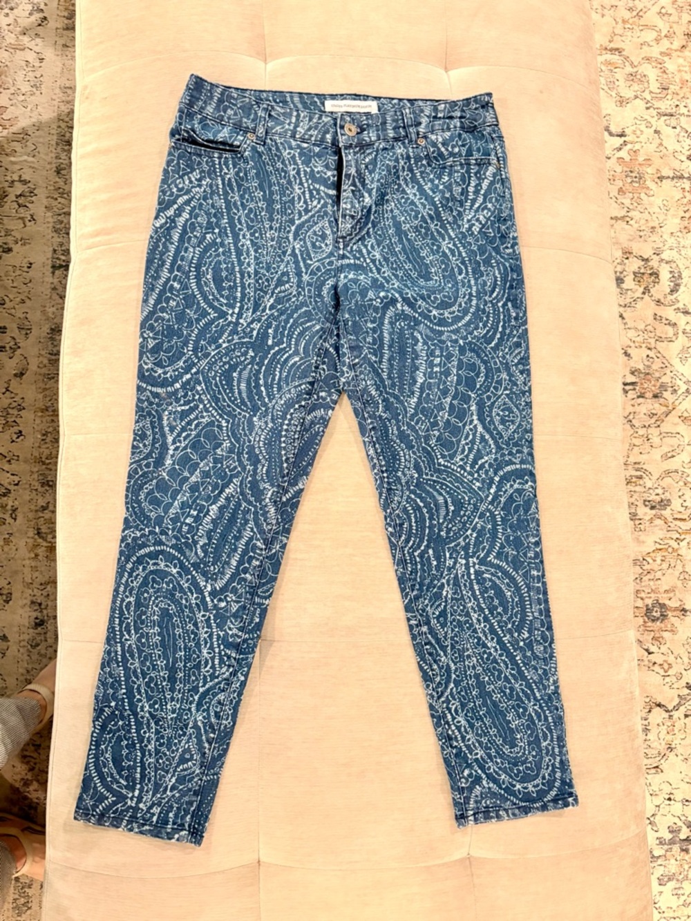 Chico's Blue Paisley-Print Skinny Jeans